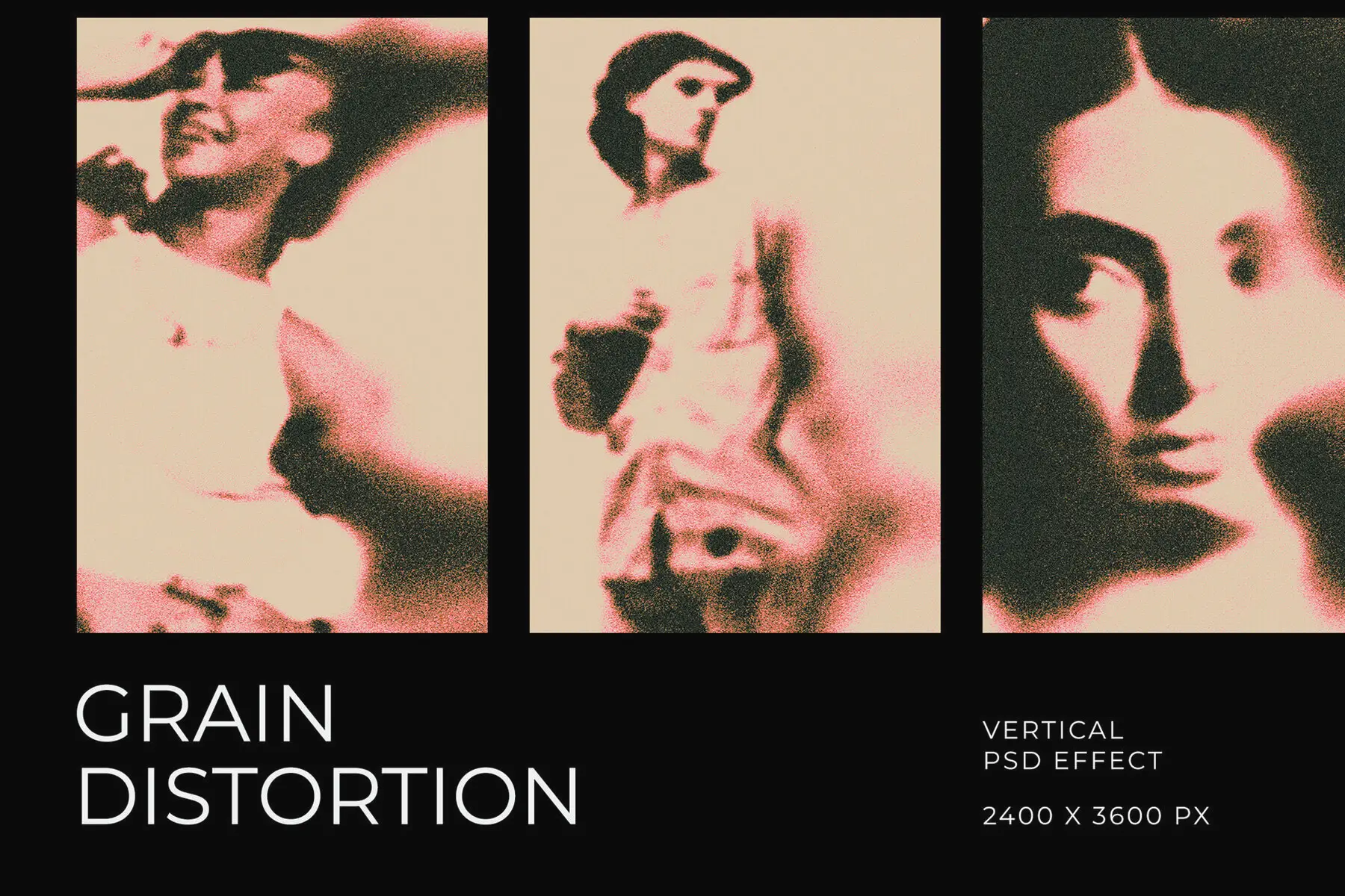 Dissolving Grain Vertical Image Effect Mockup