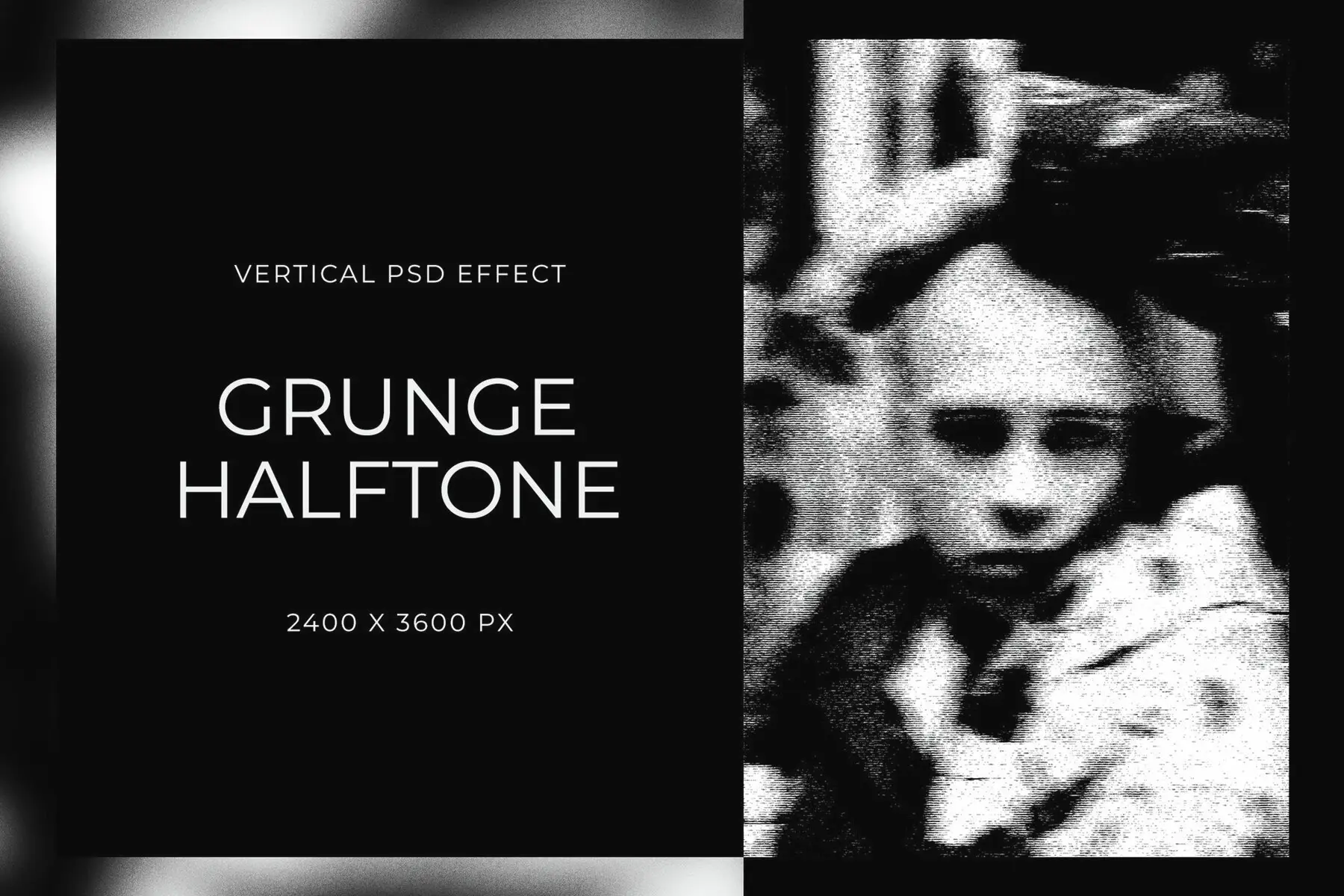 Grunge Halftone Vertical Image Effect Mockup