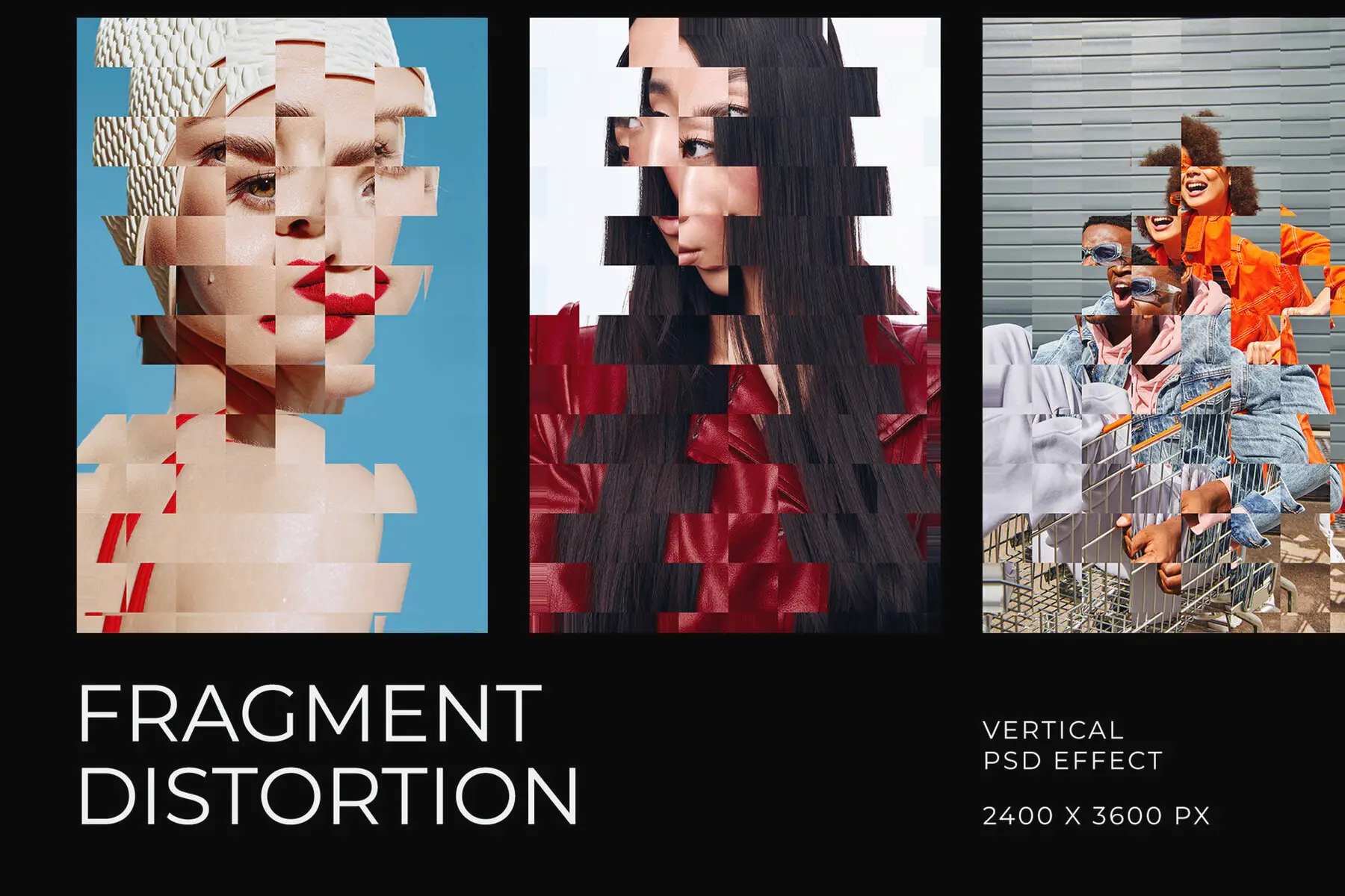 Fragmented Vertical Image Effect Mockup