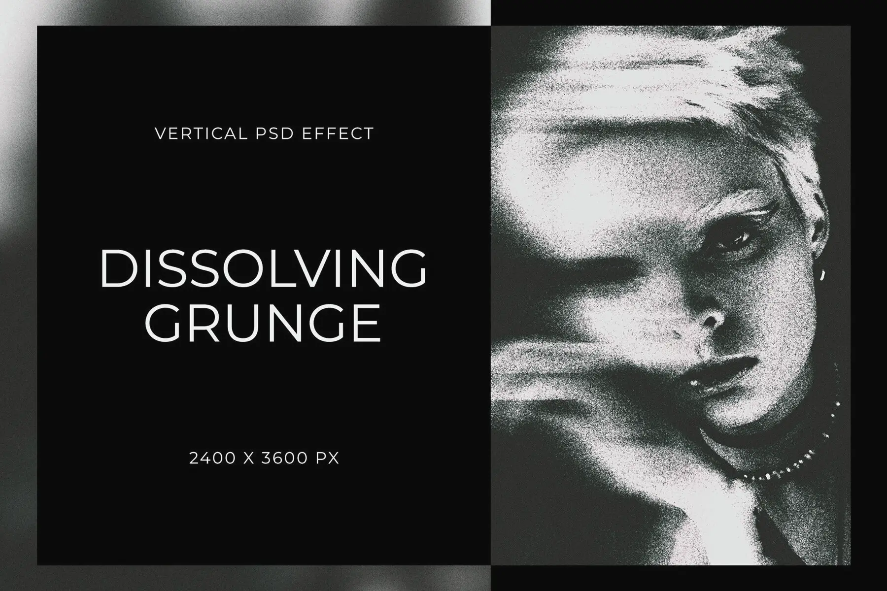 Dissolving Grunge Vertical Image Effect Mockup