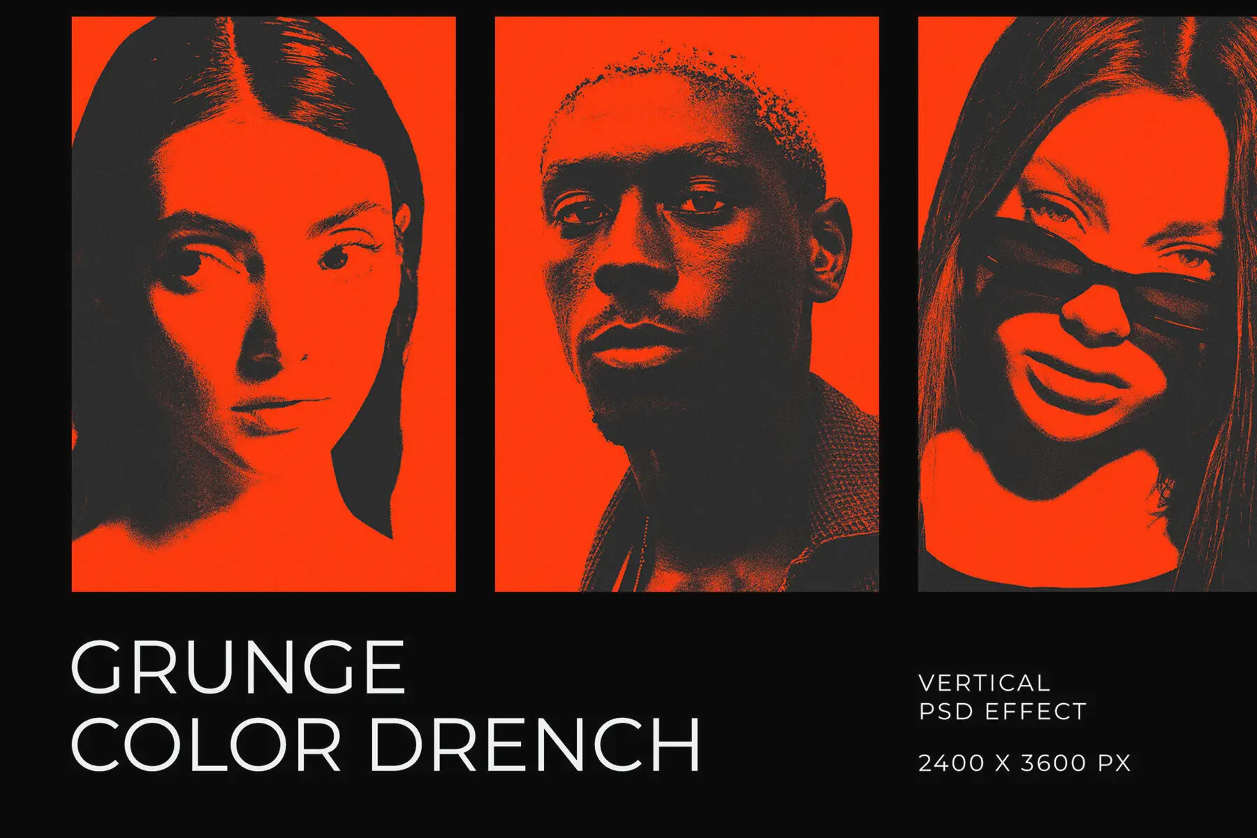 Grunge Color Drench Vertical Image Effect Mockup