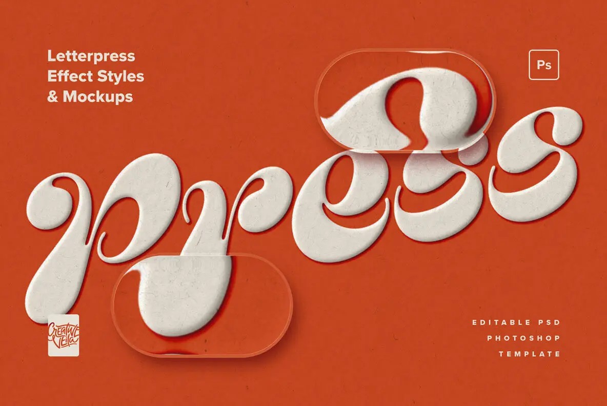 Letterpress Effect Mockup and Styles
