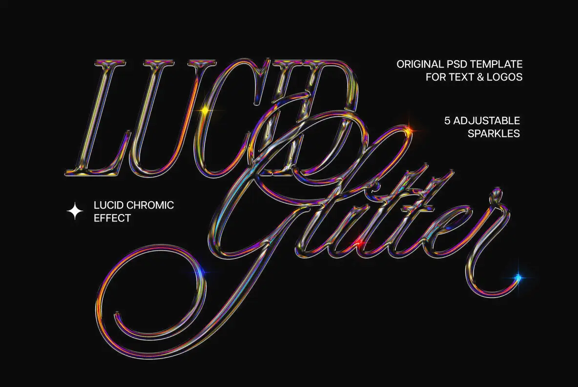 Lucid Glitter Chrome Text and Logo Effect