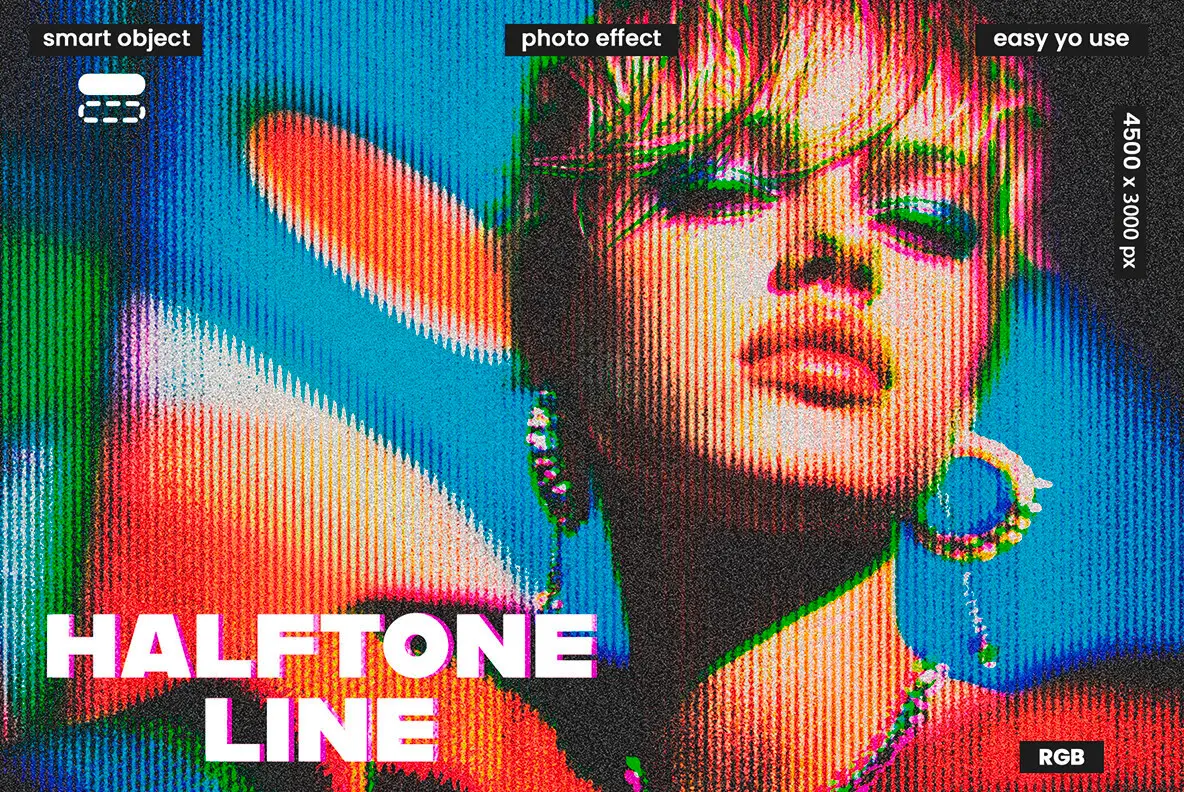 Vibrant Halftone Line Photo Effect