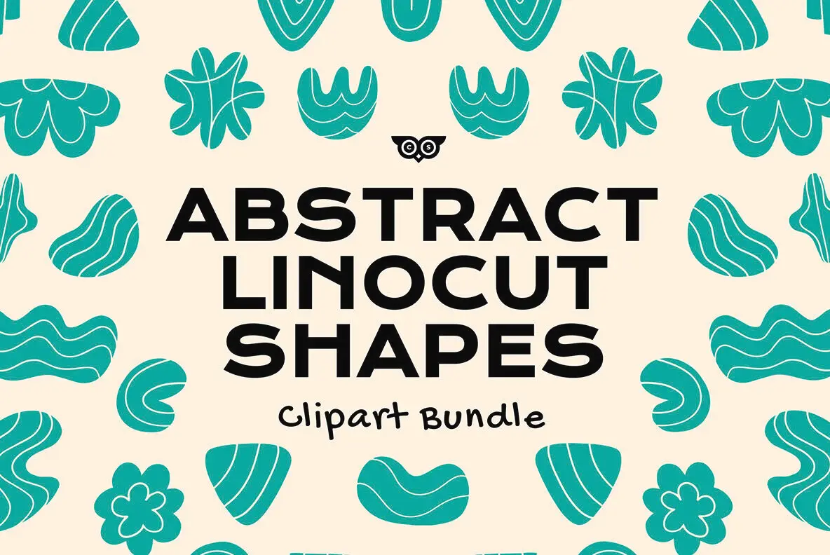 Abstract Linocut Shapes Clipart Bundle