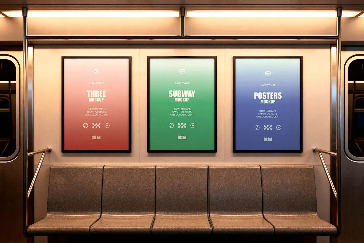 Three Subway Posters Mockup Graphics - YouWorkForThem