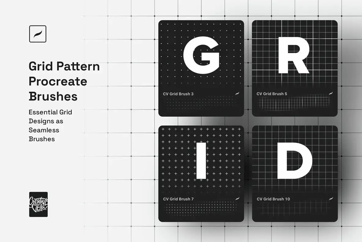Grid Pattern Procreate Brushes - YouWorkForThem