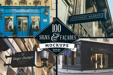 100 Signs  Facades Mockups