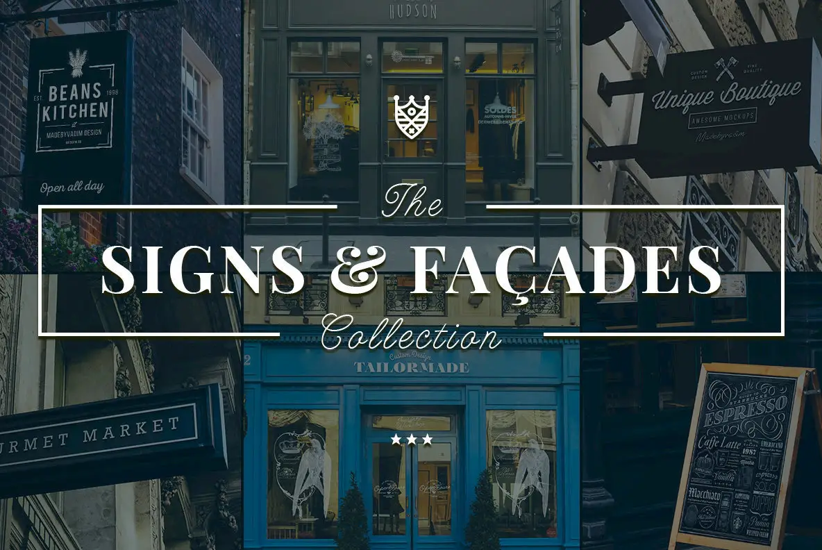 165 Signs & Facades Photoshop Mockups Collection