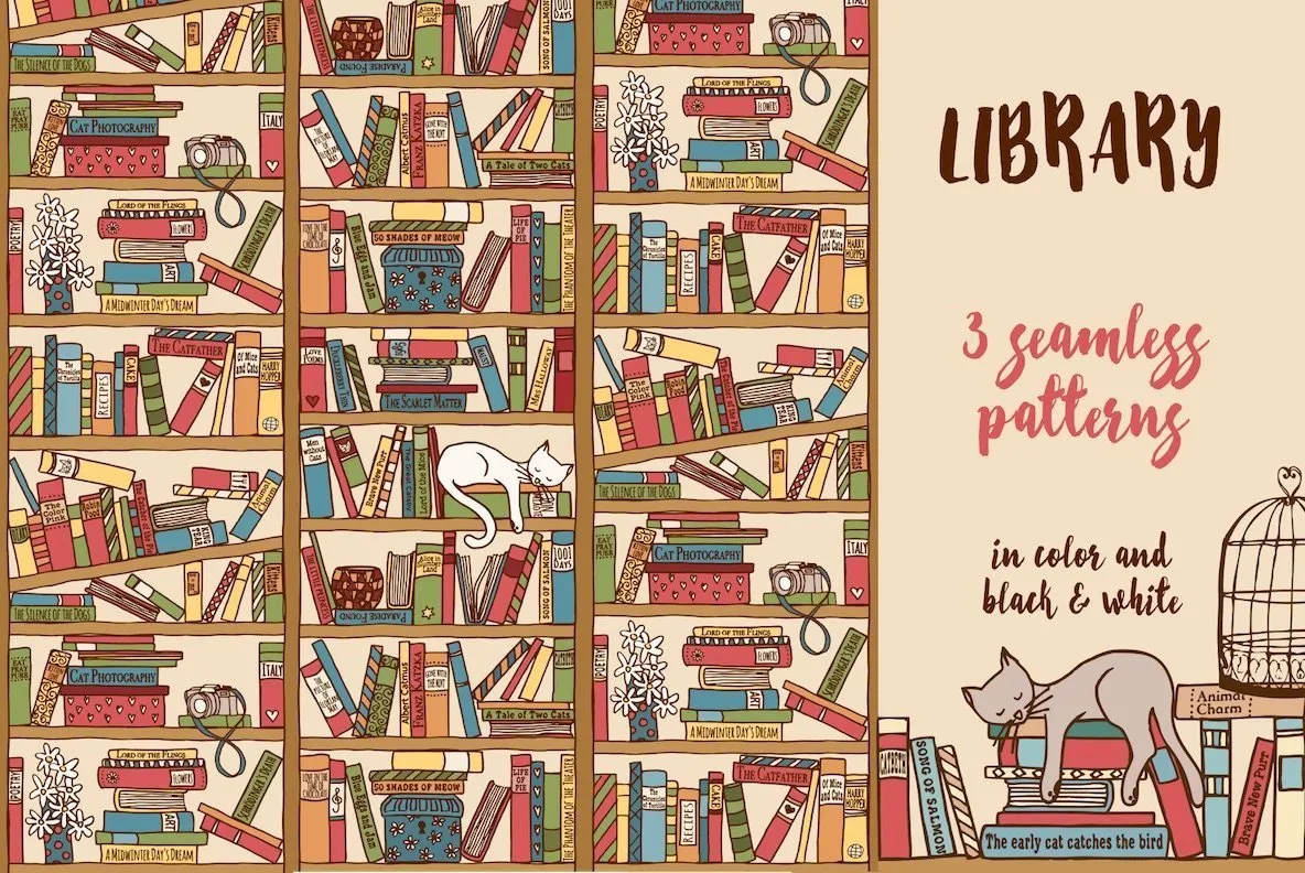 Library - 3 Seamless Patterns