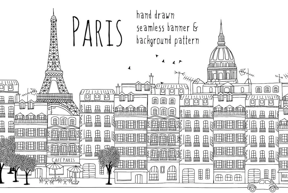 Paris Seamless Banner & Pattern