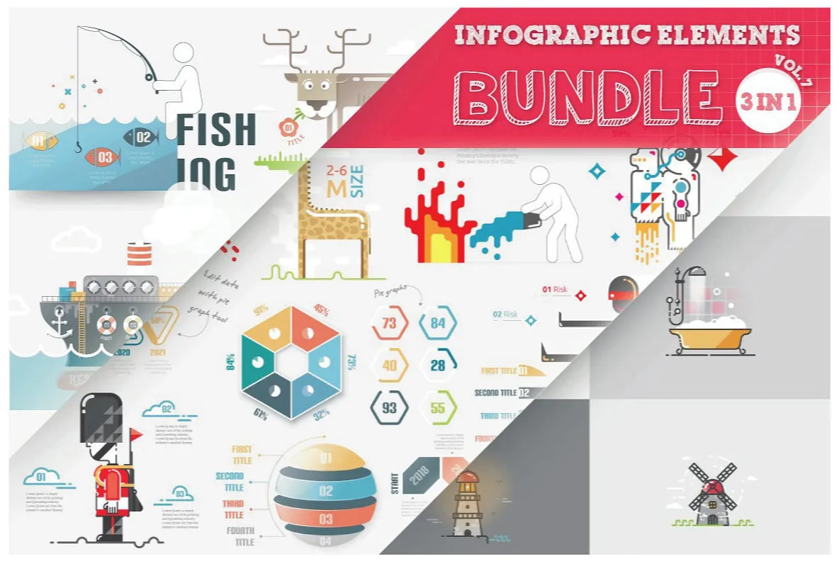 Infographic Elements Bundle (3 in 1) vol.7