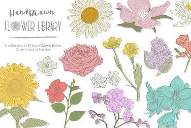 HandDrawn Flower Library