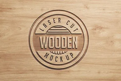 Logo Mock Ups   Wood Set