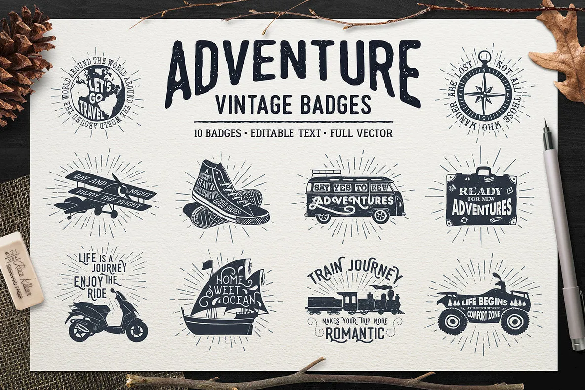 Adventure Vintage Badges 1