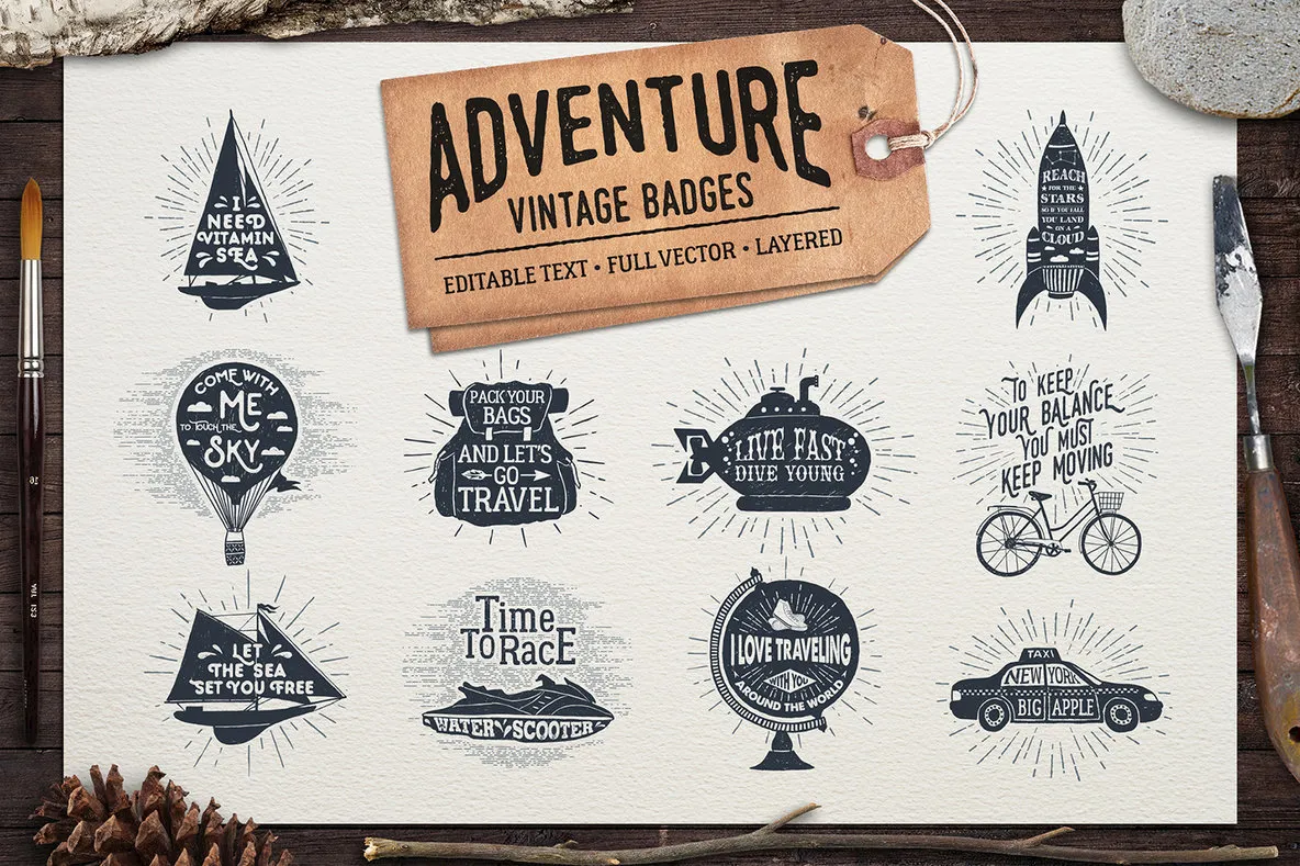 Adventure Vintage Badges 2