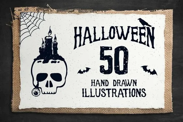 50 Hand Drawn Halloween Objects
