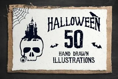 50 Hand Drawn Halloween Objects