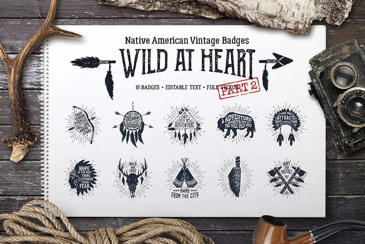 Wild At Heart Vintage Badges - v2