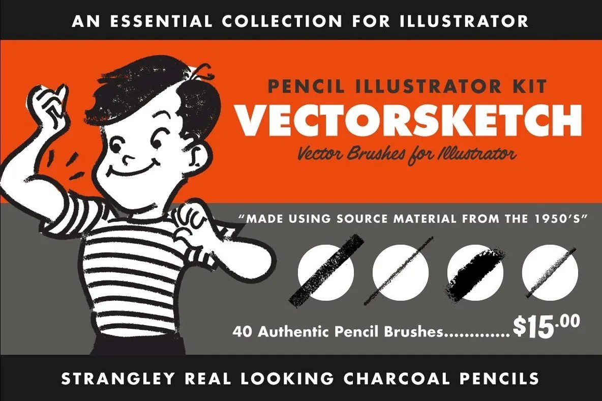 VectorSketch | Charcoal Pencils for Illustrator
