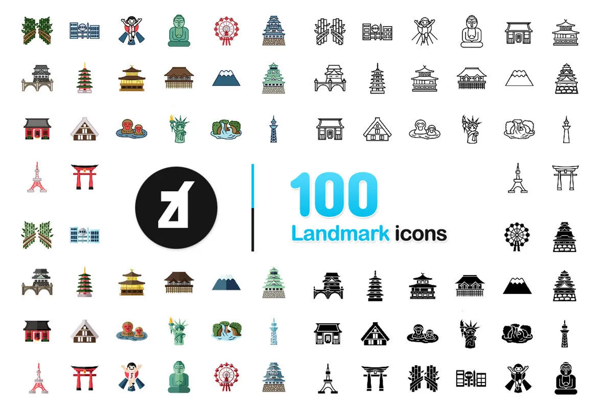 100 Landmark Icons