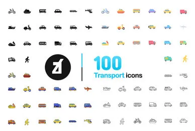 100 Transportation Icons