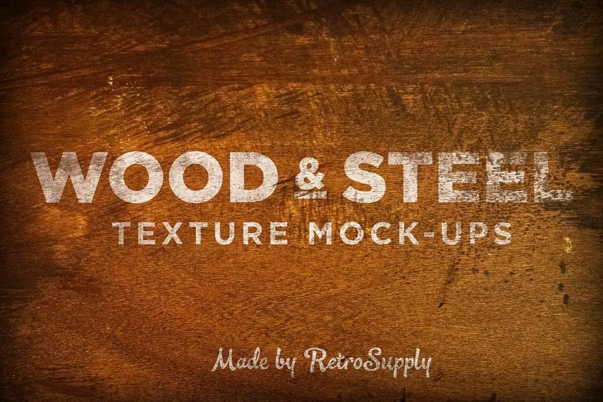 12 Wood & Steel Textured Mock-ups