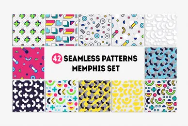 42 Memphis Seamless Patterns
