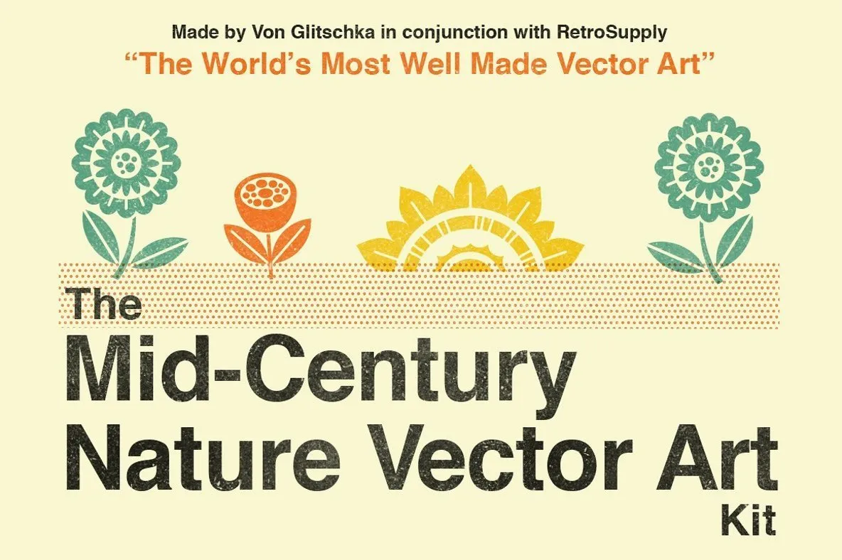 The Mid-Century Nature Vector Art Kit