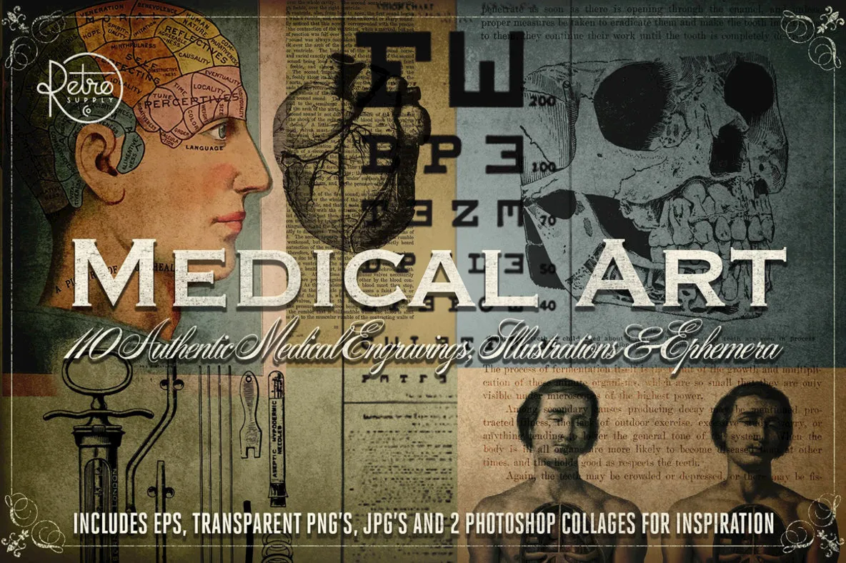 Medical Art | Retro Clip Art + Ephemera Pack