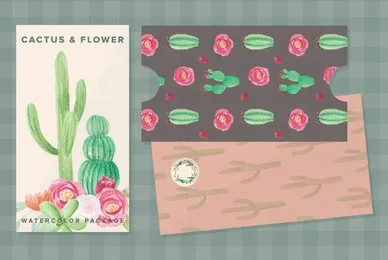 Cactus Flower Watercolor Package