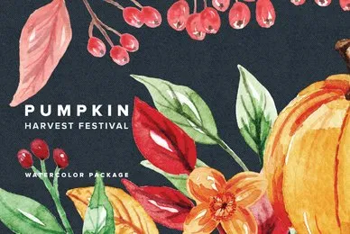 Pumpkin Harvest Festival Watercolor Package