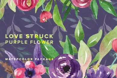 Love Struck Purple Flower Watercolor Package