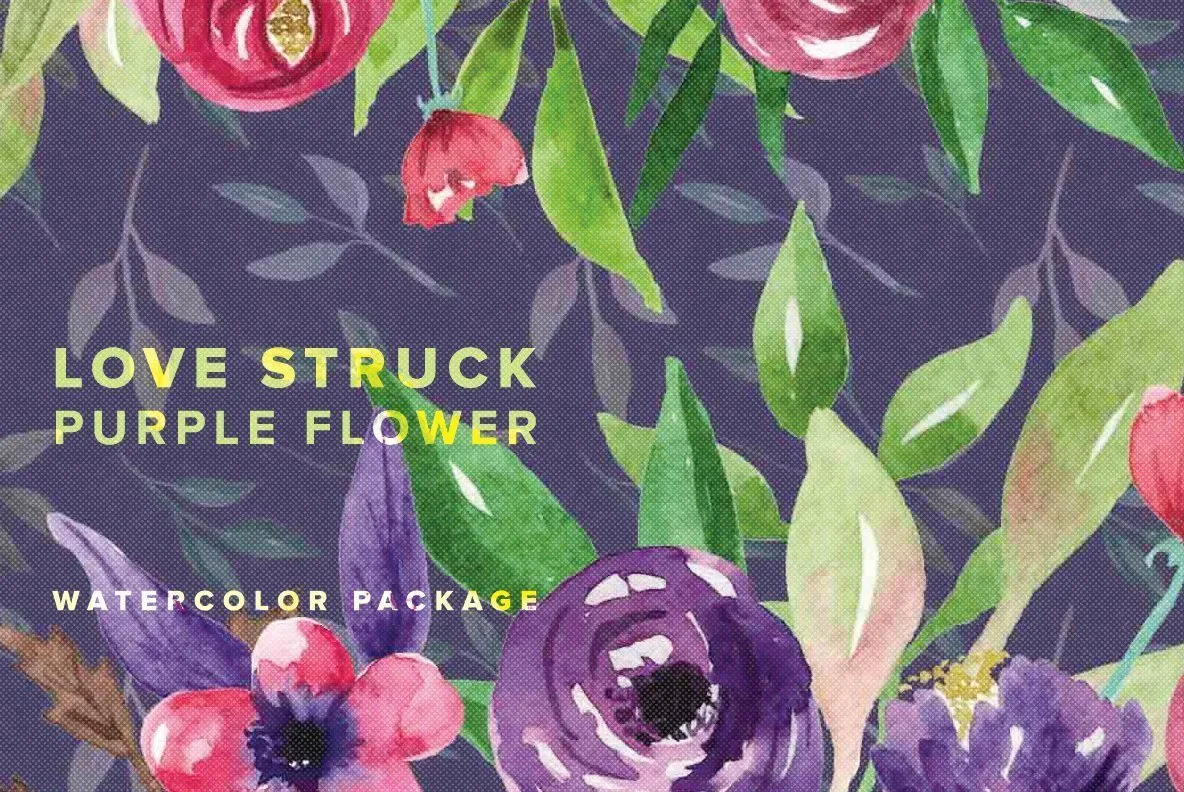 Love Struck Purple Flower Watercolor Package