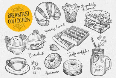 Breakfast Food Illustrations