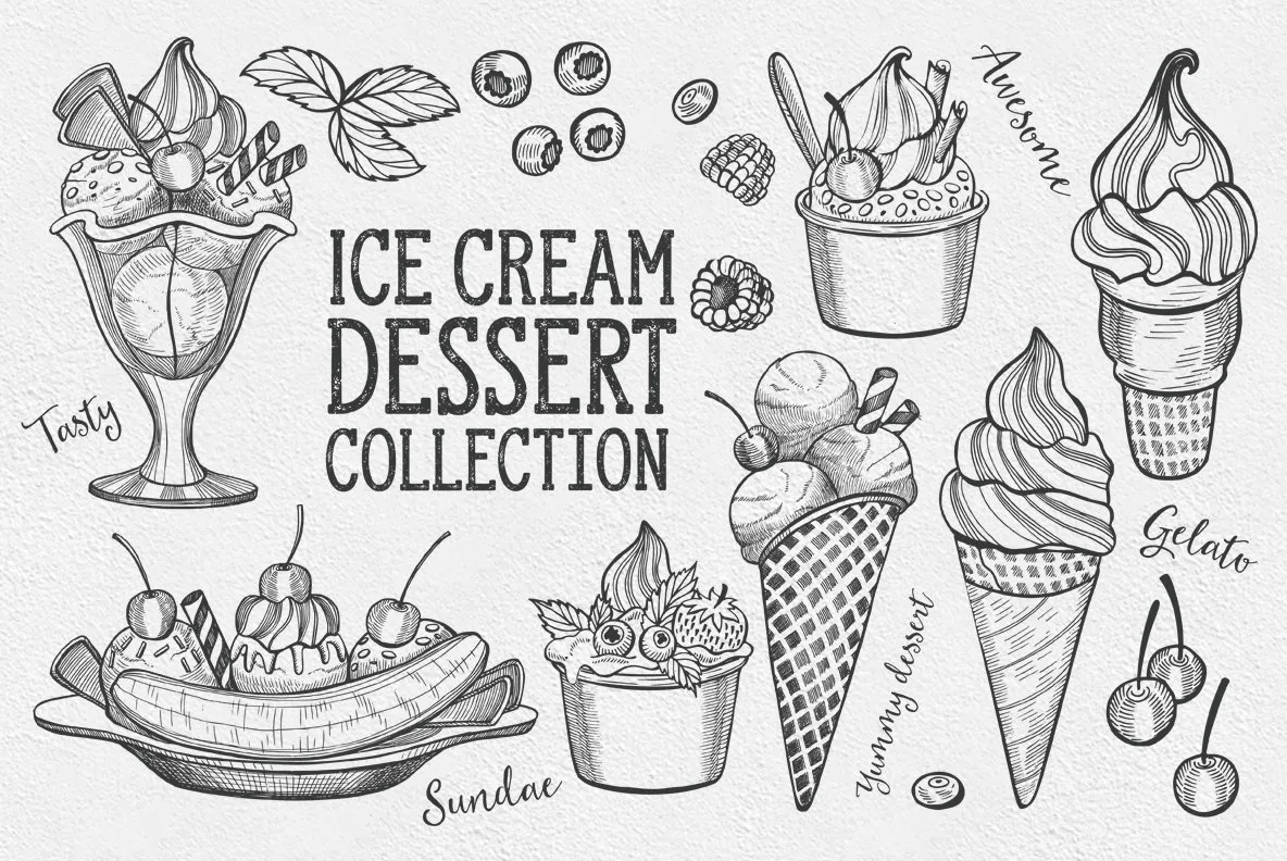 Ice Cream Dessert Illustrations
