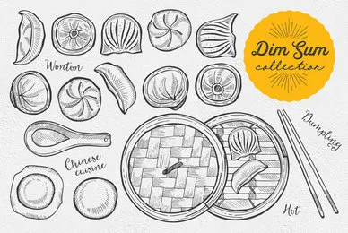 Dumpling Food Illustrations