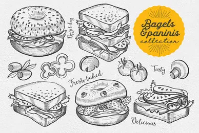 Bagel Food Illustrations