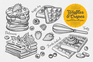Crepes Dessert Food Illustrations