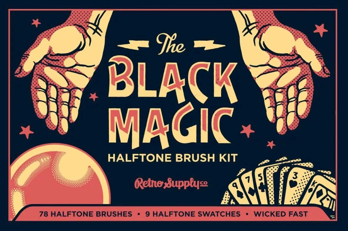 Black Magic Halftones | Vector Halftone Pattern Brushes