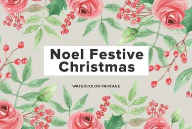 Noel Festive Christmas Watercolor Package