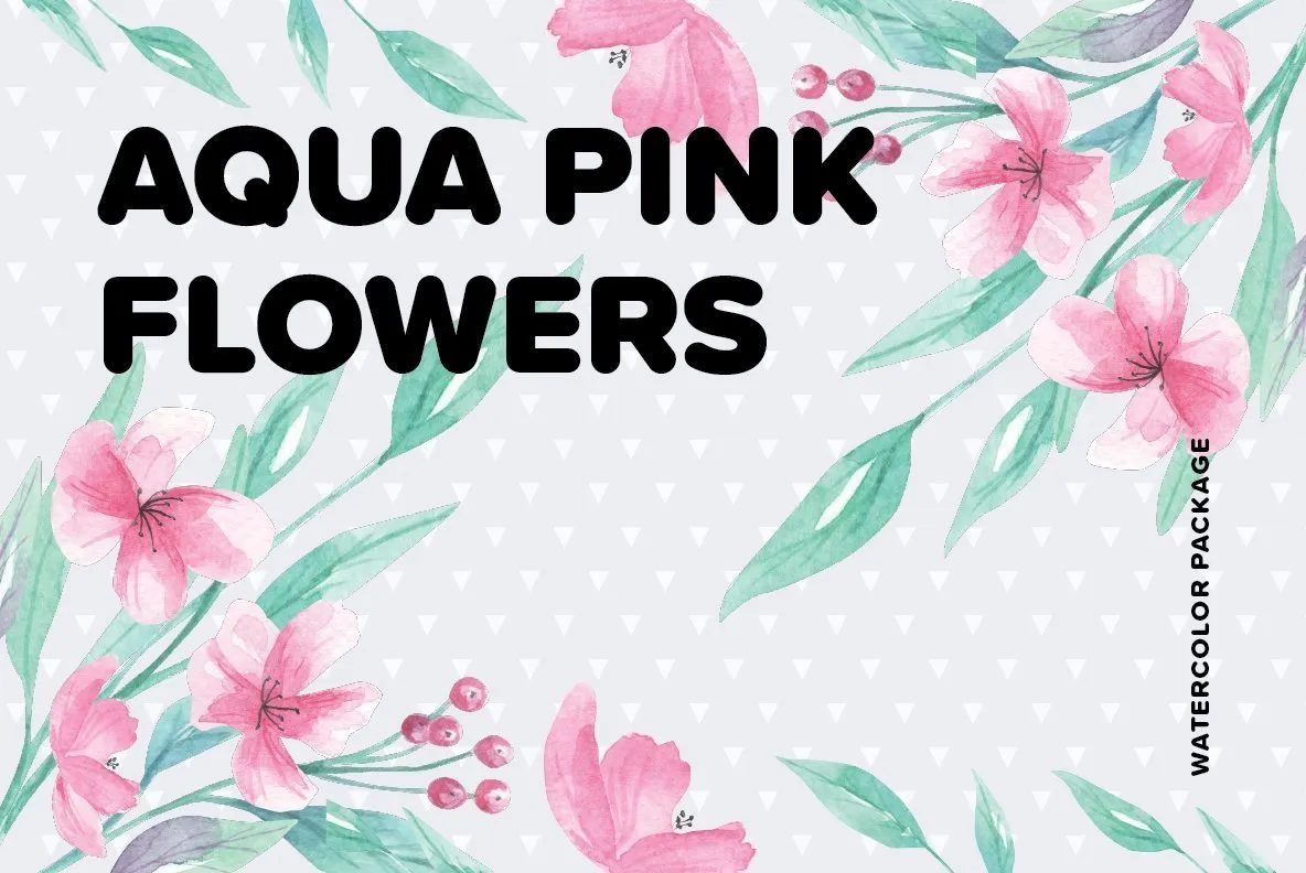 Aqua Pink Flowers Watercolor Package
