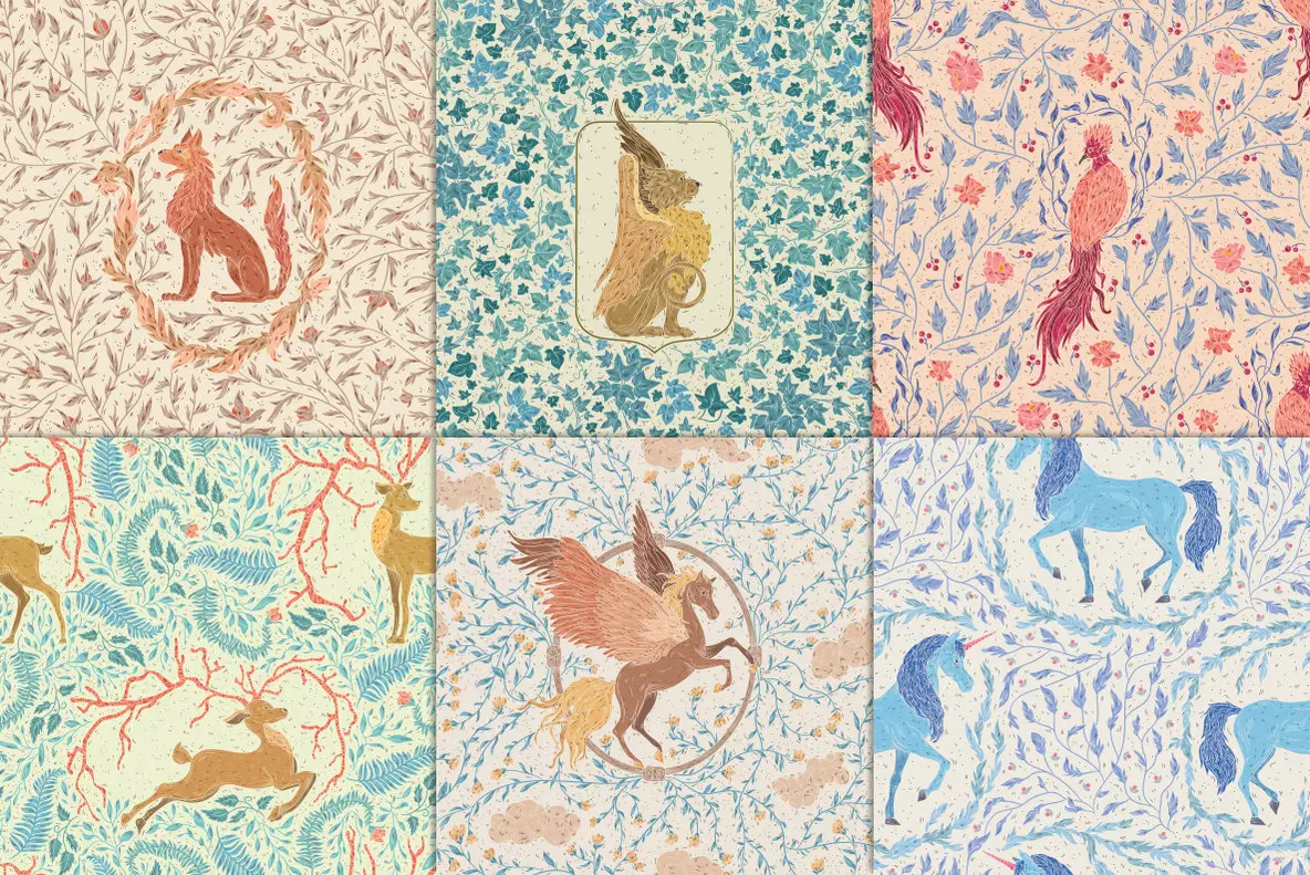 Mythical Animals Patterns Graphics - YouWorkForThem