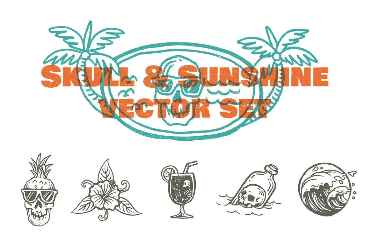 Skull & Sunshine Vector Set