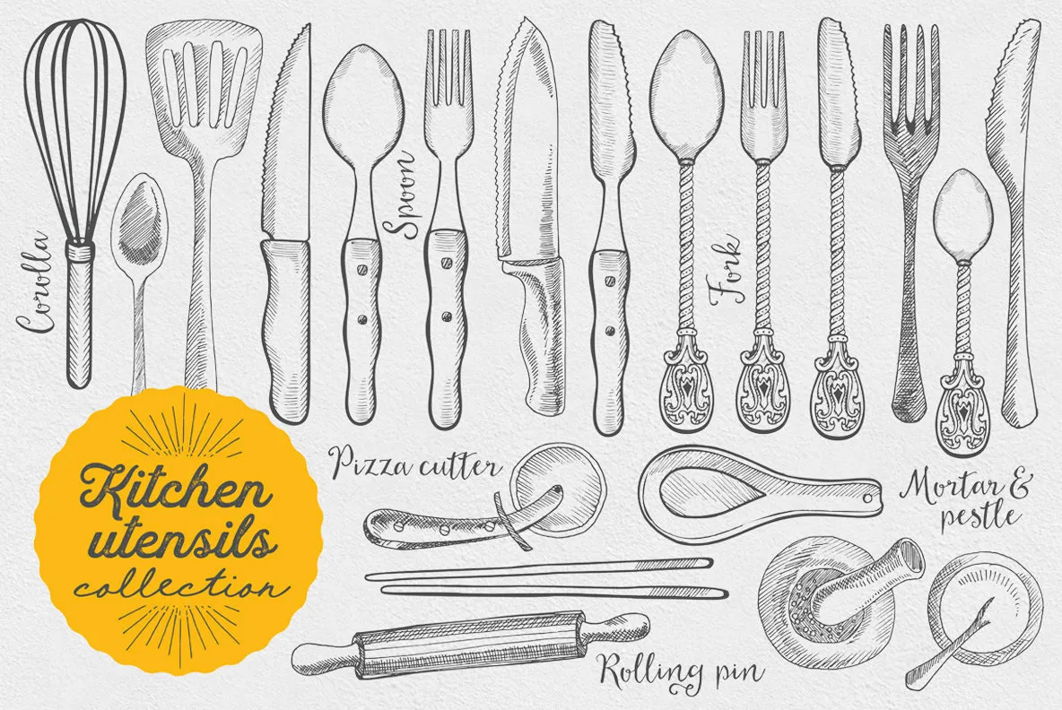 How to Draw Kitchen Utensils Step by Step