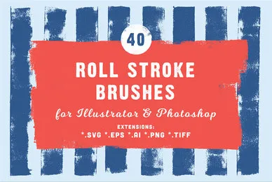 40 Roll Stroke Brushes for Illustrator  Photoshop