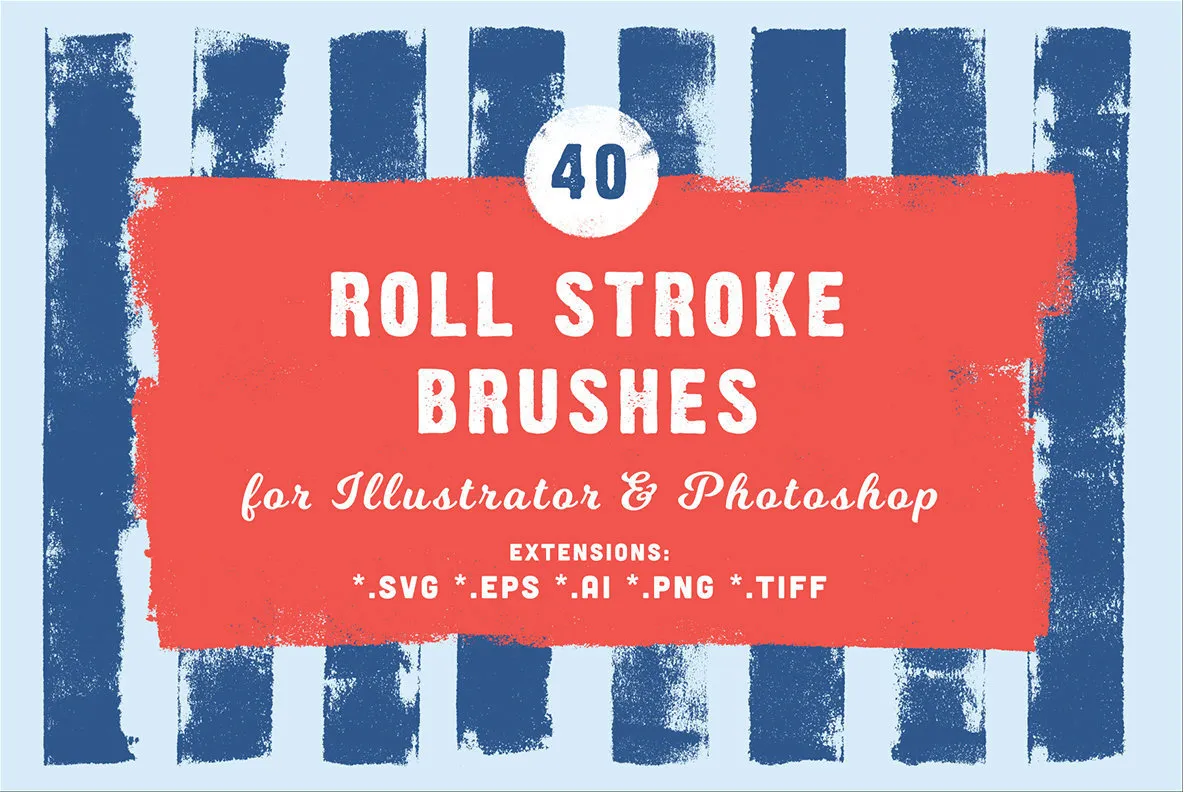 40 Roll Stroke Brushes for Illustrator & Photoshop