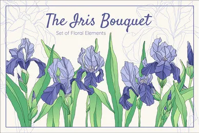 The Iris Bouquet Set of Floral Elements