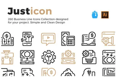 260 Business Line Icons Collection