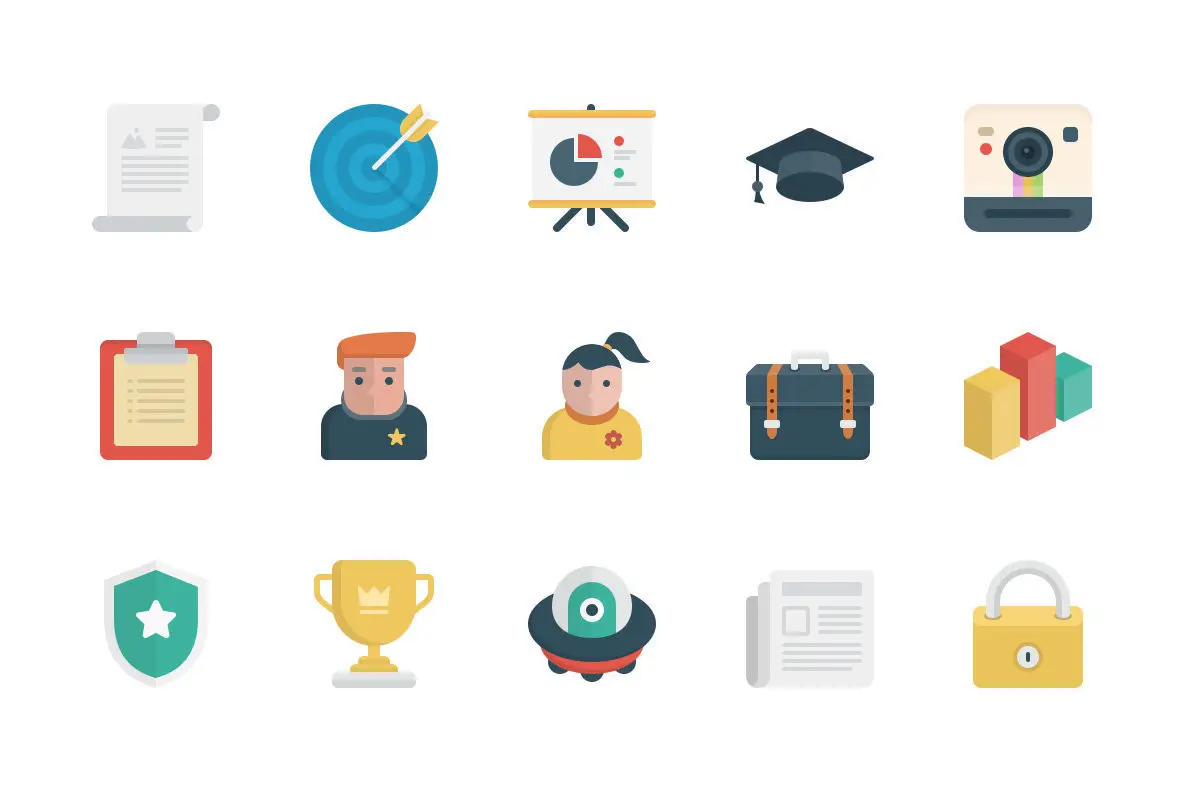 Basic Flat Icon Set Graphics - YouWorkForThem